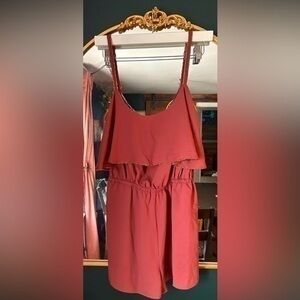 Bebe draped layered romper, color- wild ginger, size S